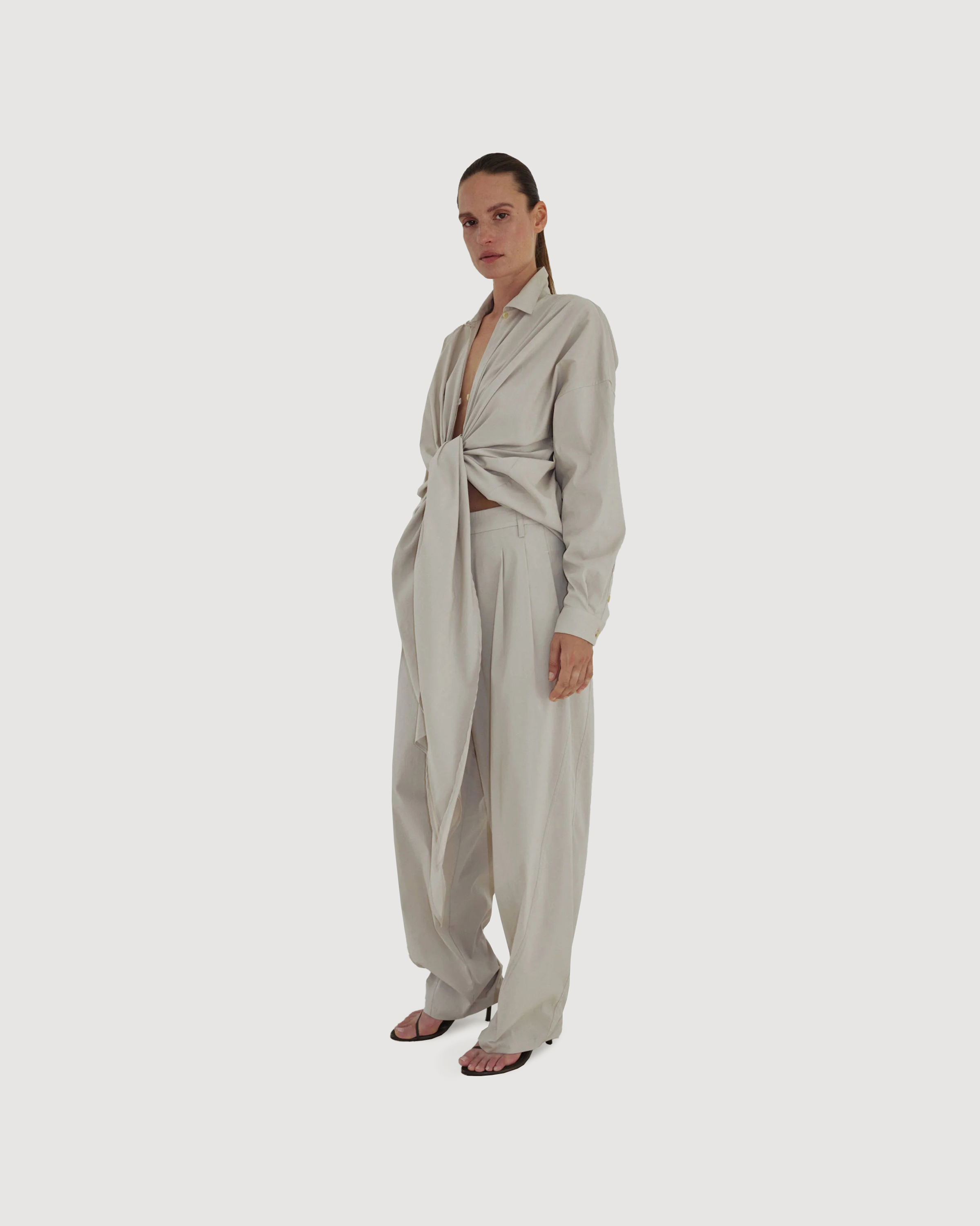 Wide-leg pants in lightweight cotton popeline